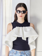 Voluminous frill knit top ネイビー size:M model:172cm GINEVRA