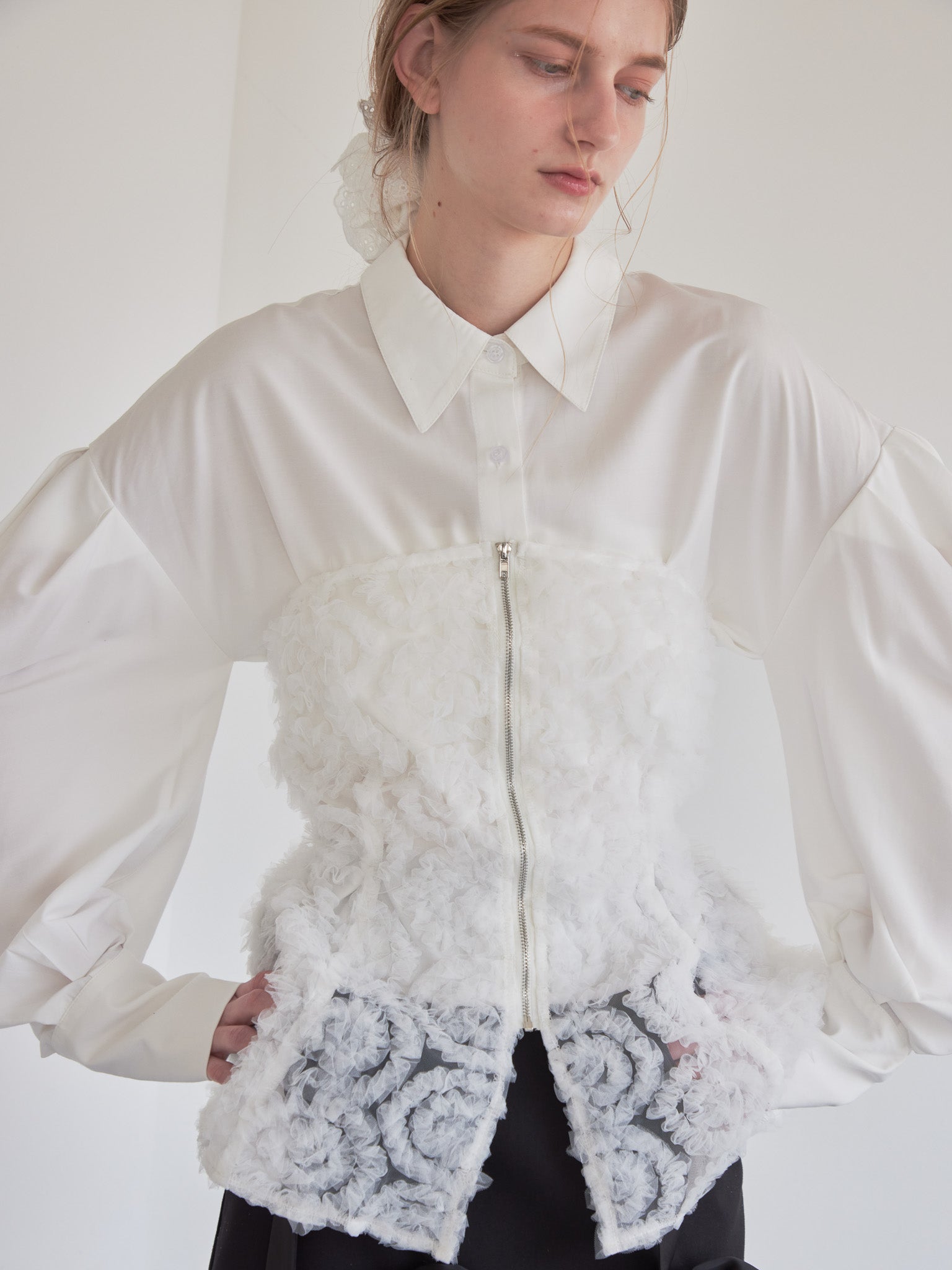 Tulle bare top & shirt set ホワイト size:M model:174cm LERA