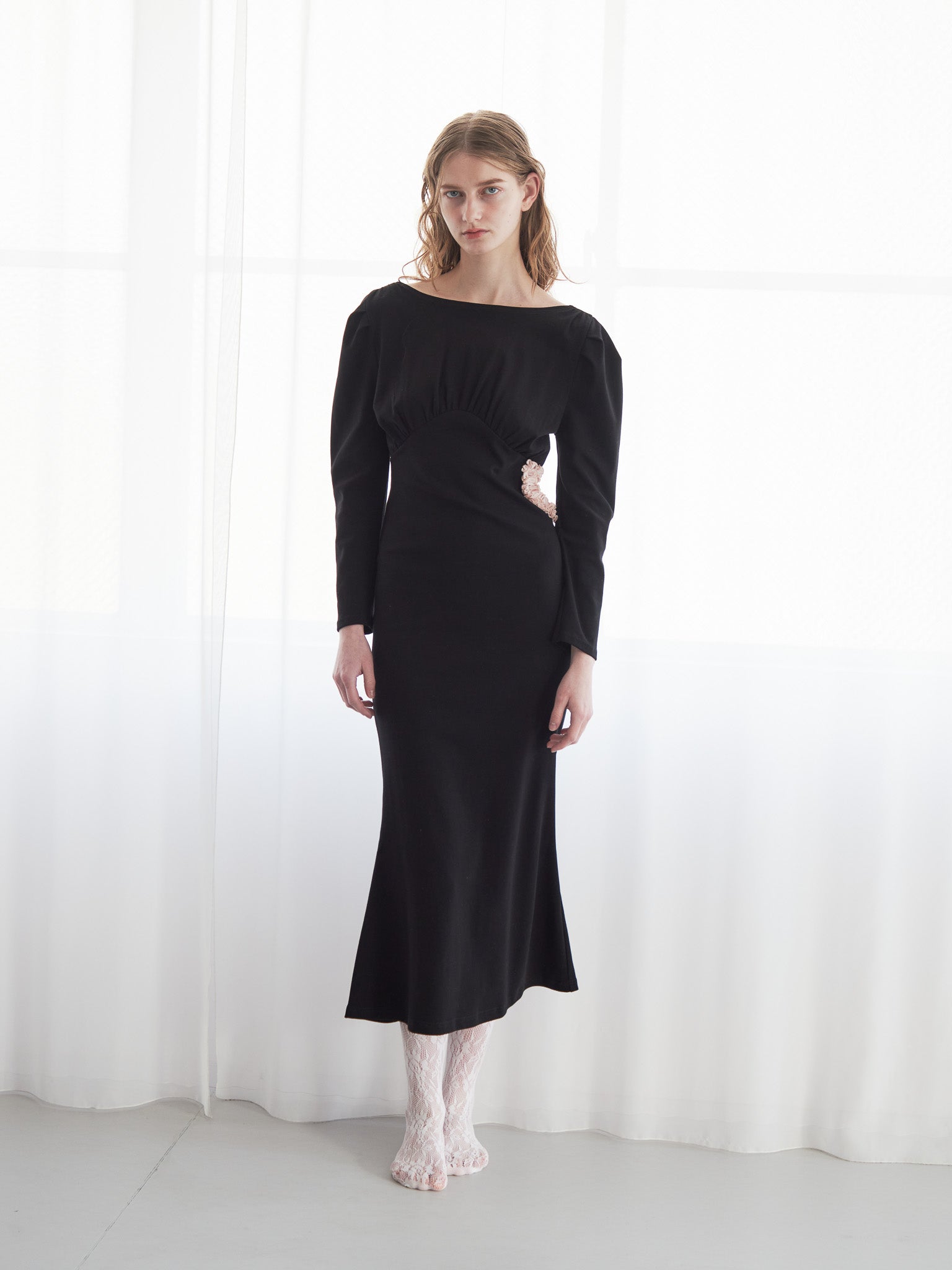 I miss you heart cut dress ブラック