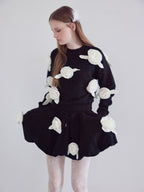 Many rose sweat balloon skirt ブラック size:M model:173cm ALINA