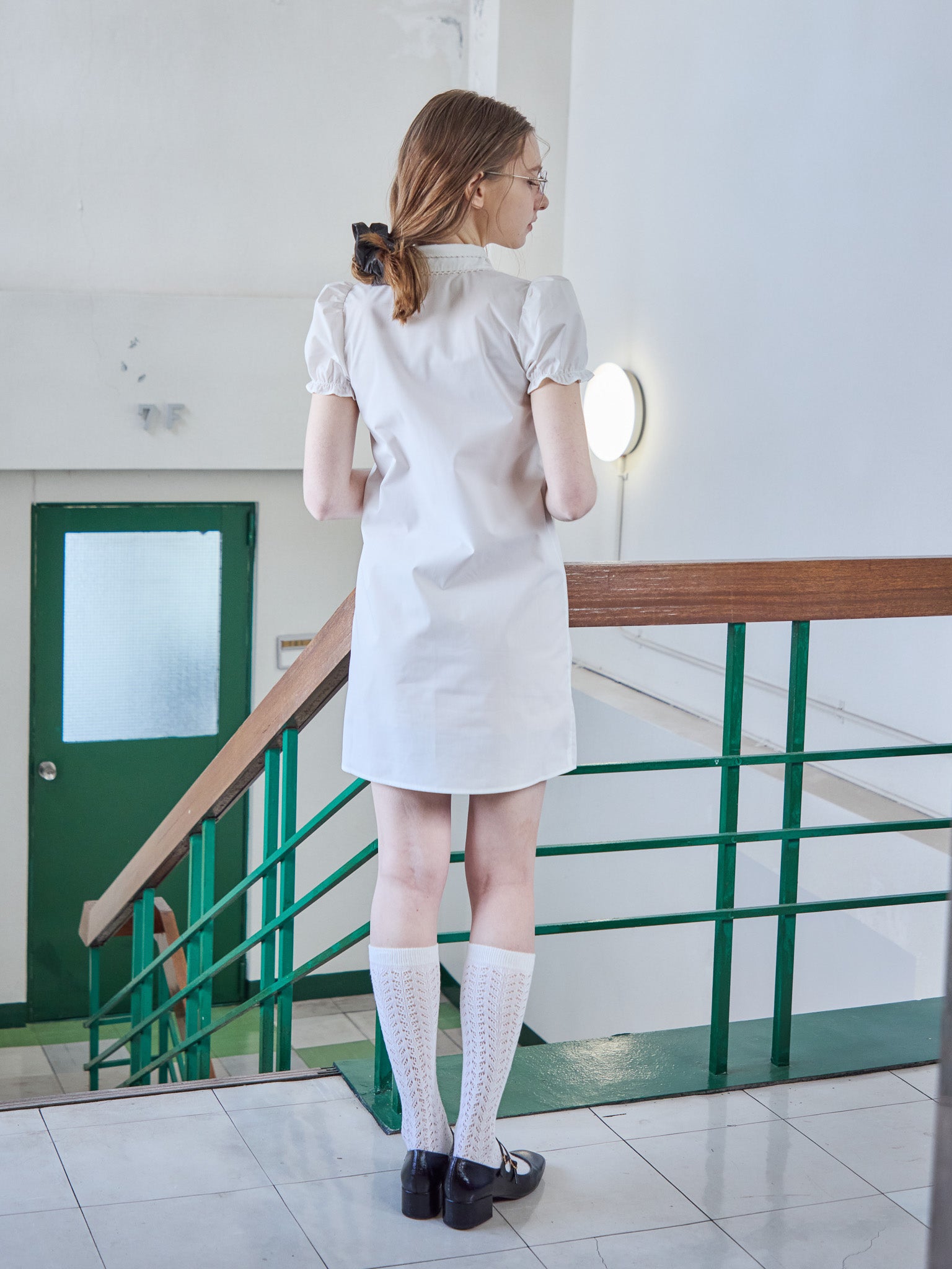 Pintuck mini shirt dress ホワイト size:M model:171cm ANIUTA
