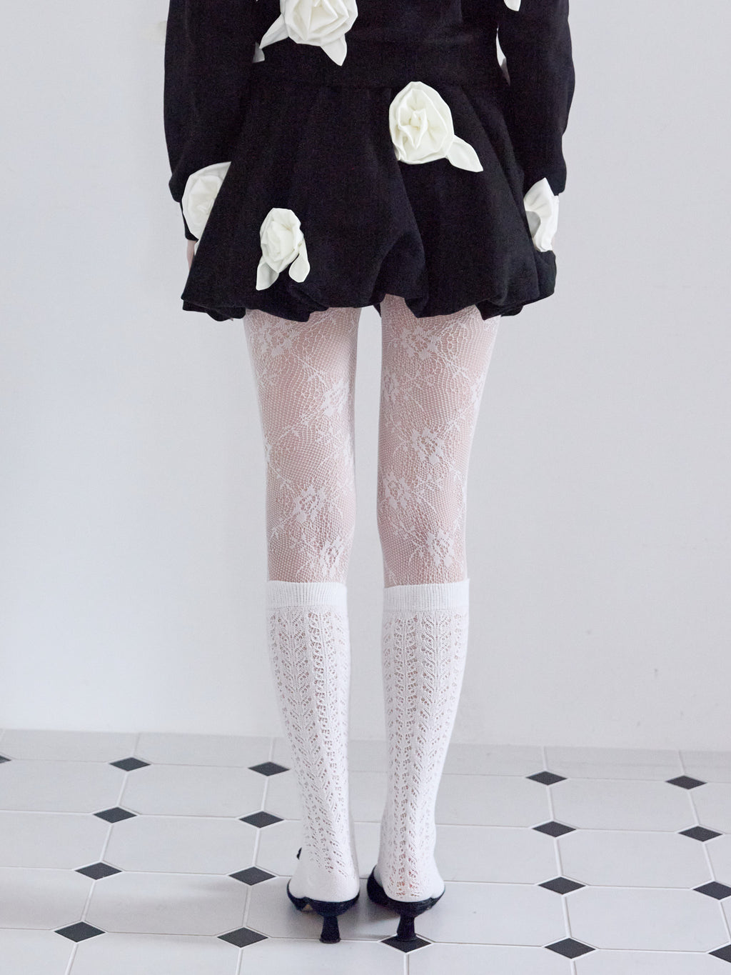 Many rose sweat balloon skirt ブラック size:M model:173cm ALINA