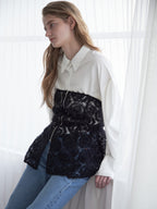 Tulle bare top & shirt set ブラック size:M model:174cm LERA