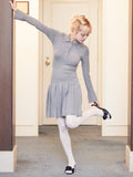 Low waist pleated glitter knit dress グレー size:M model:163cm MINAMI