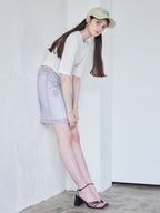 Rose crochet mini skirt サックス size:M model:170cm ALICE