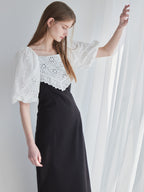 embroidered scarf dress ブラック size:M model:174cm LERA