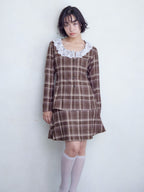 Hem flare mini skirt ブラウン size:M model:161cm 富樫かなえ