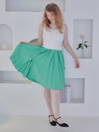 Ribbon slit pleated skirt グリーン size:M model:173cm Olesia