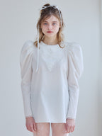 Tulip embroidered volume sleeve blouse ホワイト size:M model:174cm KATERYNA