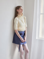 Hem tulle rib knit イエロー size:M model:174cm LERA