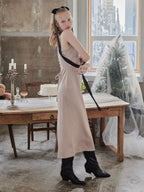 Ribbon embroidered satin cami dress ピンクベージュ size:M model:173cm DASHA.G