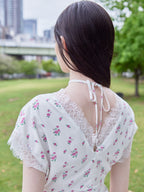 Lace trimming flower dress ピンク size:M model:170cm ALICE