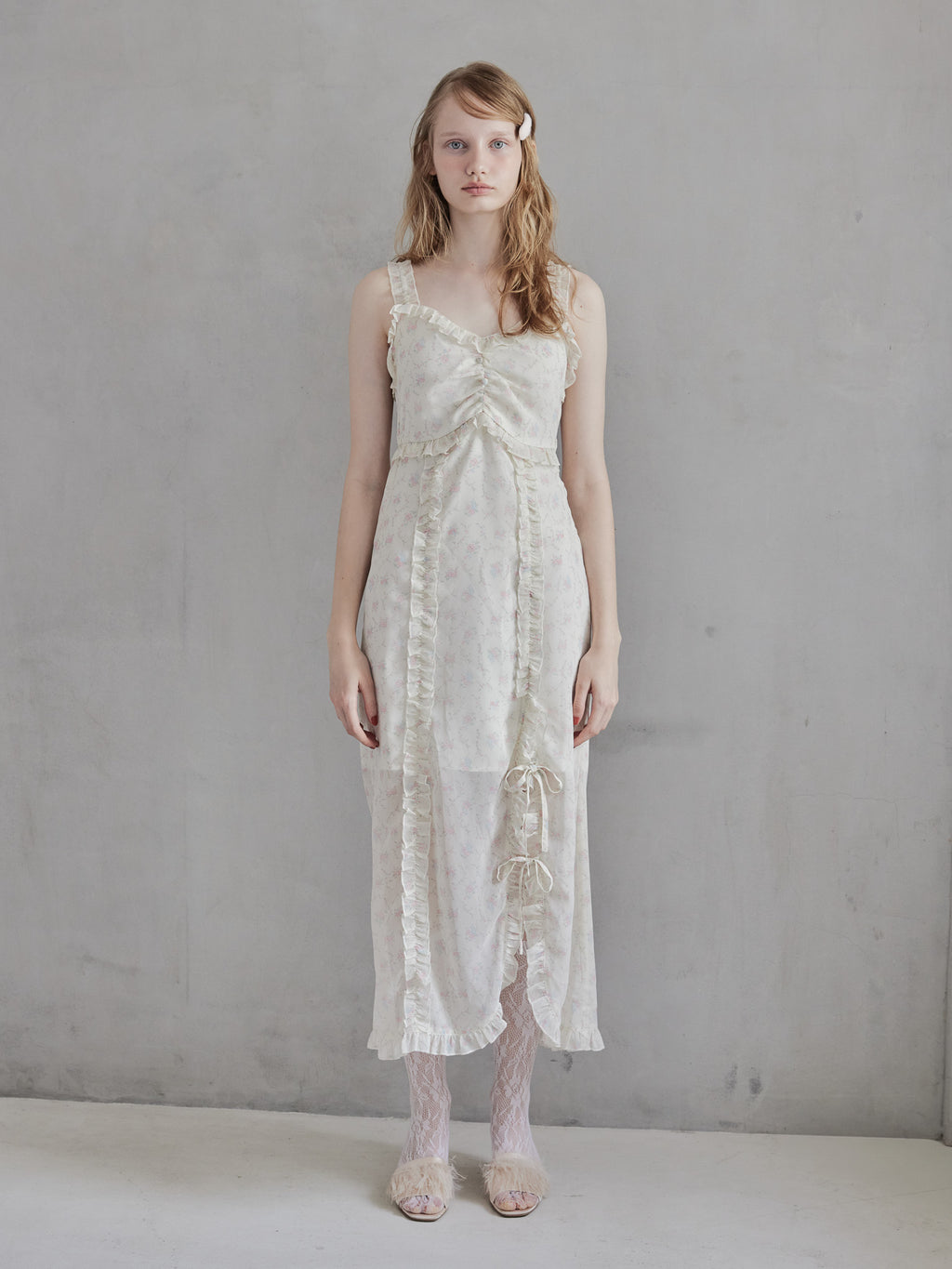 Frill slit cami dress ホワイト size:M model:173cm DASHA.G