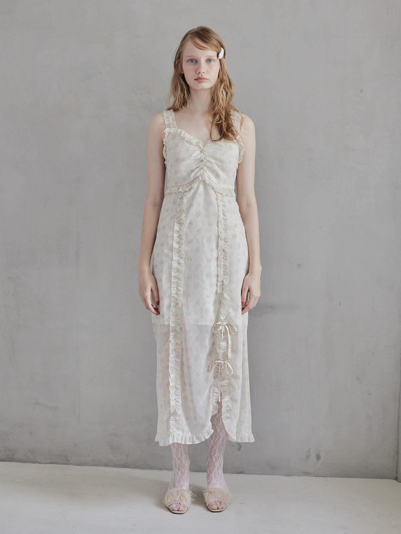 Frill slit cami dress ホワイト size:M model:173cm DASHA.G