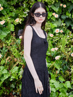 Low switching rose lace dress ブラック size:M model:170cm ALICE
