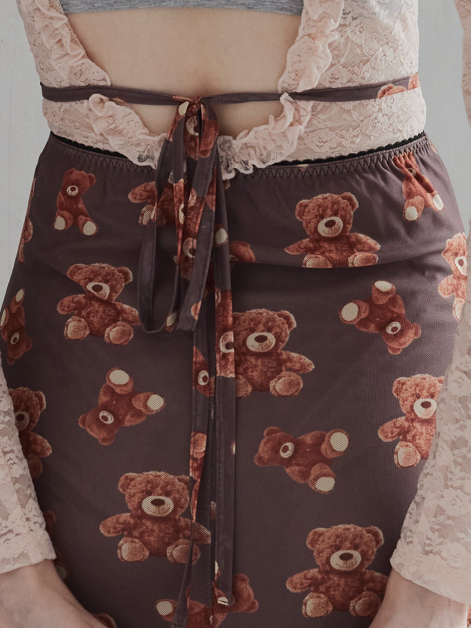 Teddy bear tulle skirt モカ size:M model:173cm DASHA.G