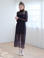 Tulle print dress & bra ブラック size:M model:174cm KATERYNA