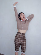Frilly cable knit cardigan モカ size:M model:161cm 富樫かなえ