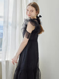 Dot organdy dress ブラック size:M model:171cm ANIUTA