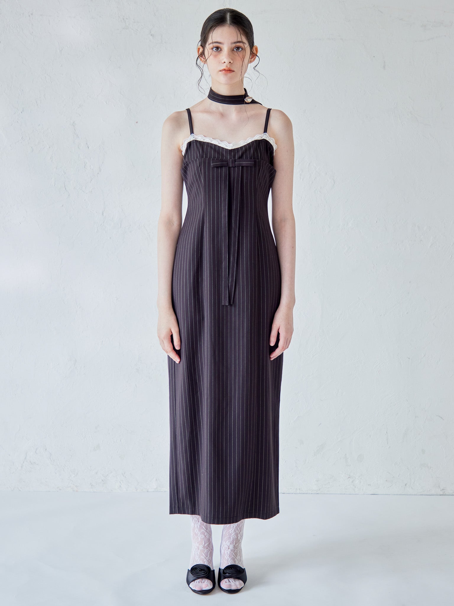 Stripe ribbon tight dress ブラック size:M model:170cm ALICE