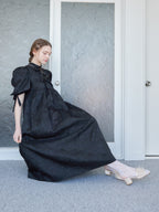 Ribbon jaquard volume dress ブラック size:M model:171cm ANIUTA
