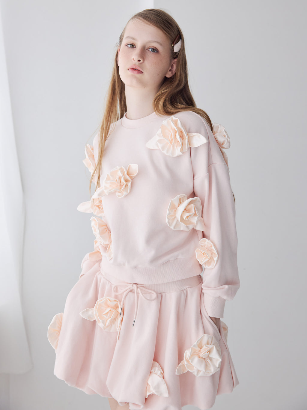 Many rose sweat top ピンク size:M model:173cm ALINA