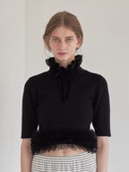 Hem tulle rib knit ブラック size:M model:174cm LERA