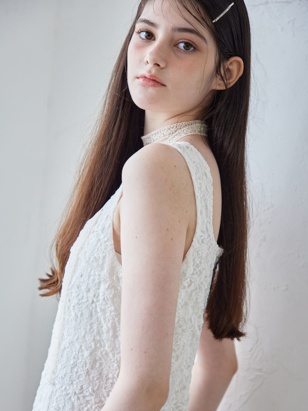 Low belt lace mini dress ホワイト size:M model:170cm ALICE