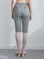 Gingham check sabrina stretch pants ブラック size:M model:171cm ANIUTA
