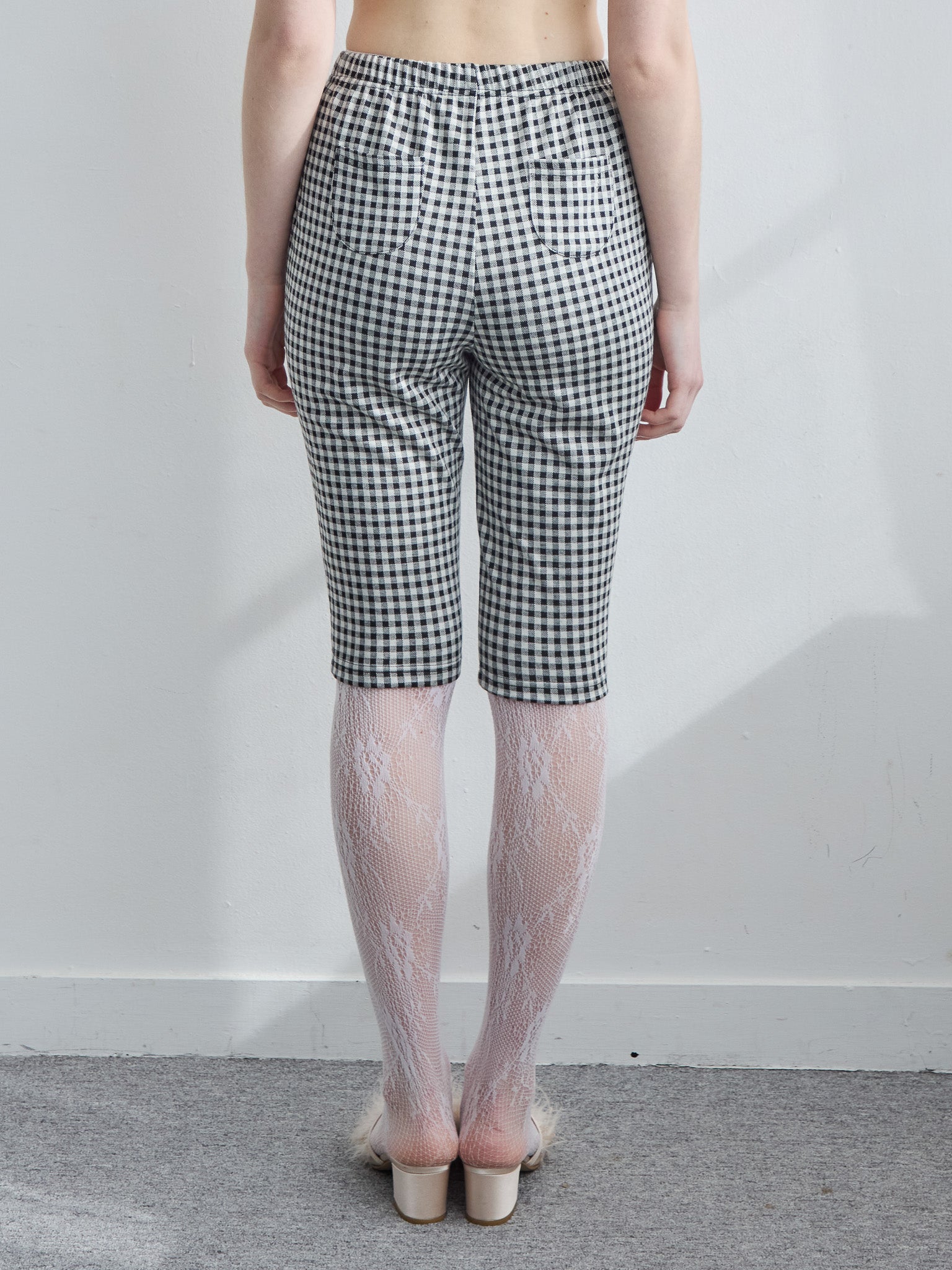 Gingham check sabrina stretch pants ブラック size:M model:171cm ANIUTA