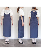 embroidered scarf dress ブルー