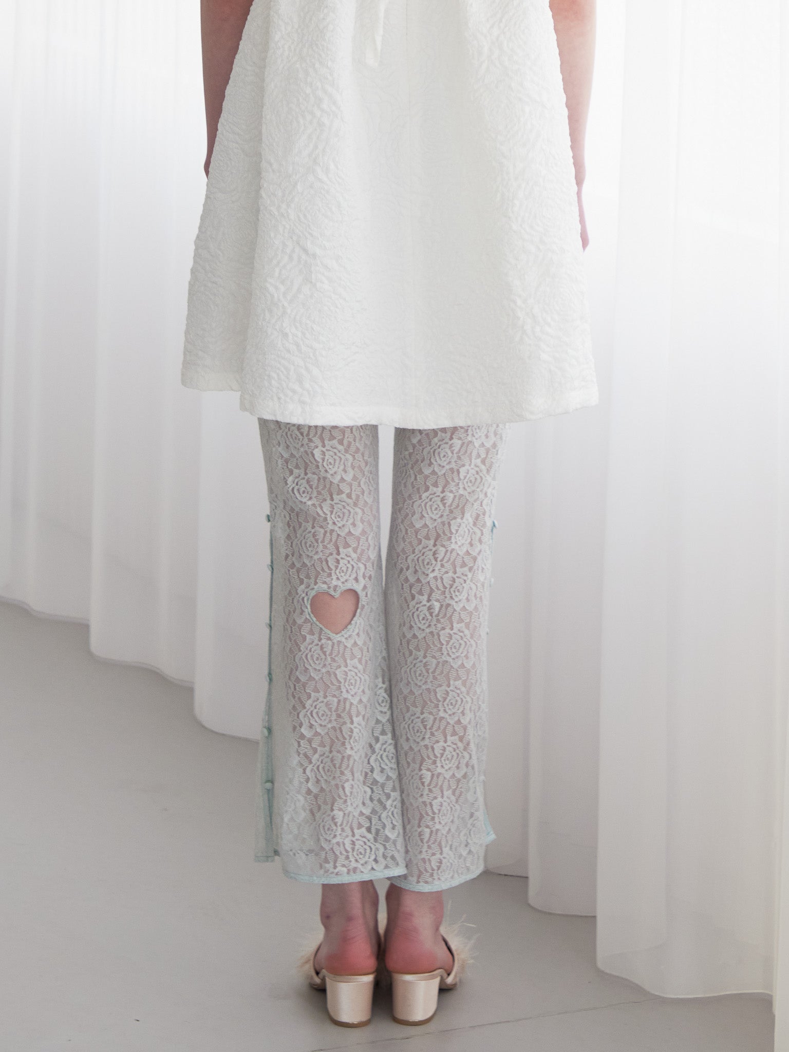 Heart trimming lace pants ミント size:M model:174cm LERA