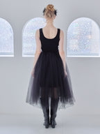 Volume tulle skirt tank dress ブラック size:M model:173cm Olesia