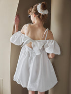 Back ribbon embossed volume mini dress ホワイト size:M model:175cm MARTA