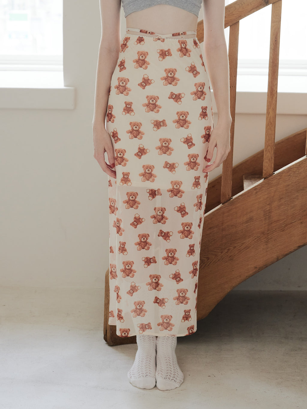 Teddy bear tulle skirt アイボリー size:M model:173cm DASHA.G