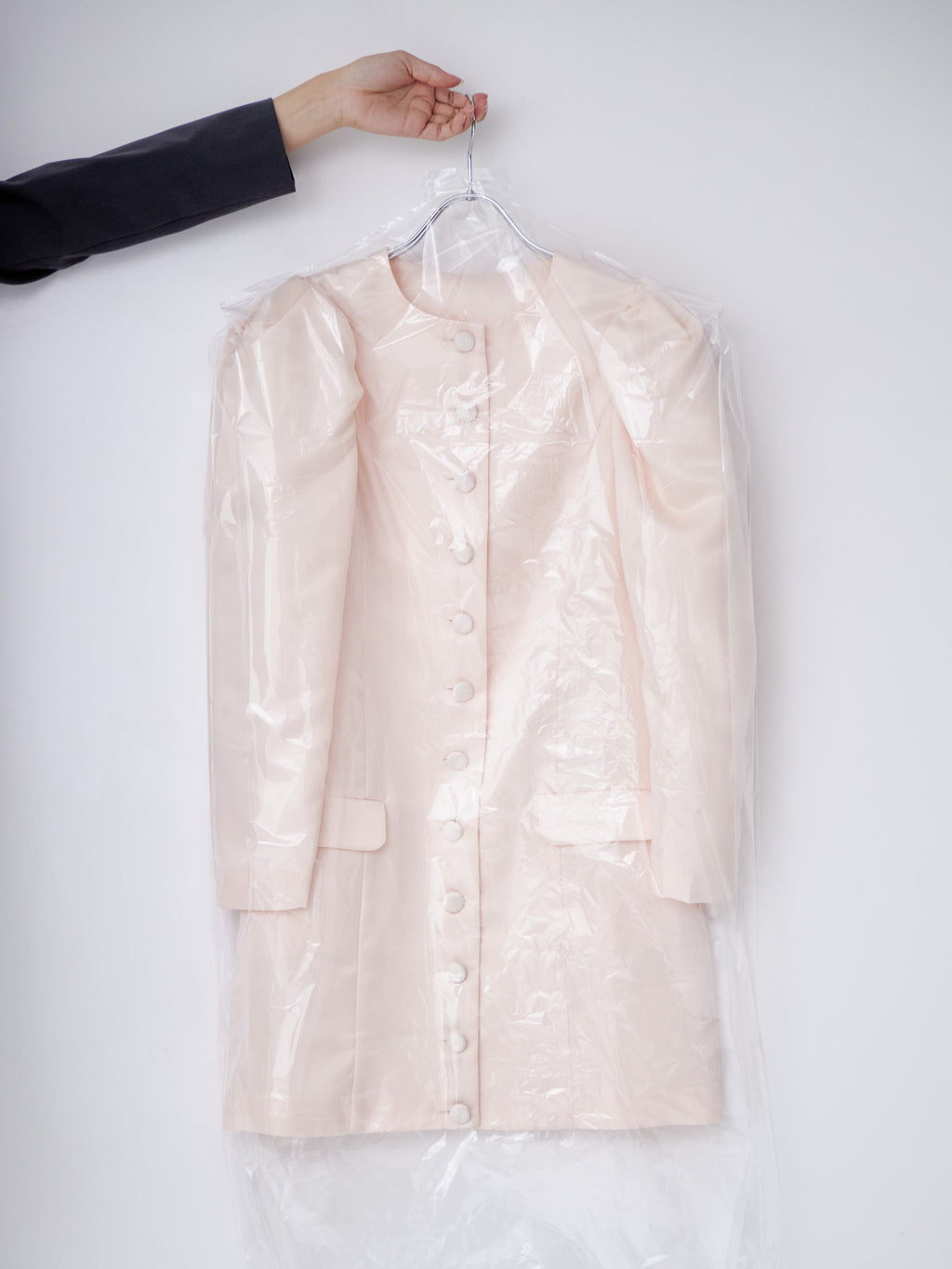 Volume sleeve mini dress ピンクベージュ