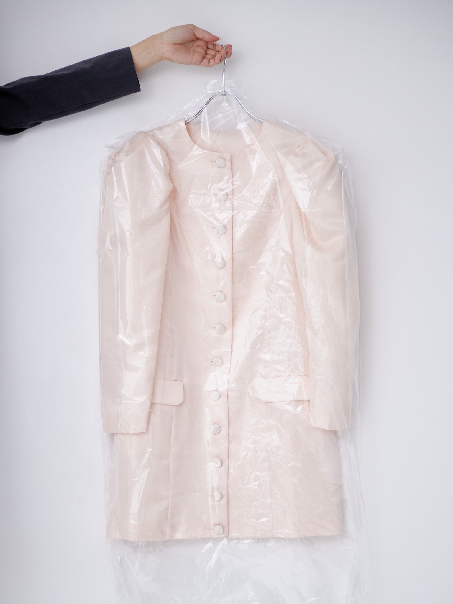 Volume sleeve mini dress ピンクベージュ