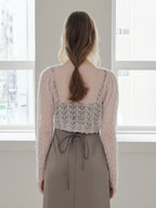 Mohair crochet ribbon cardigan ピンク size:M model:173cm DASHA.G