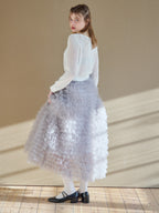 Tulle tiered volume skirt グレー size:M model:174cm KATERYNA