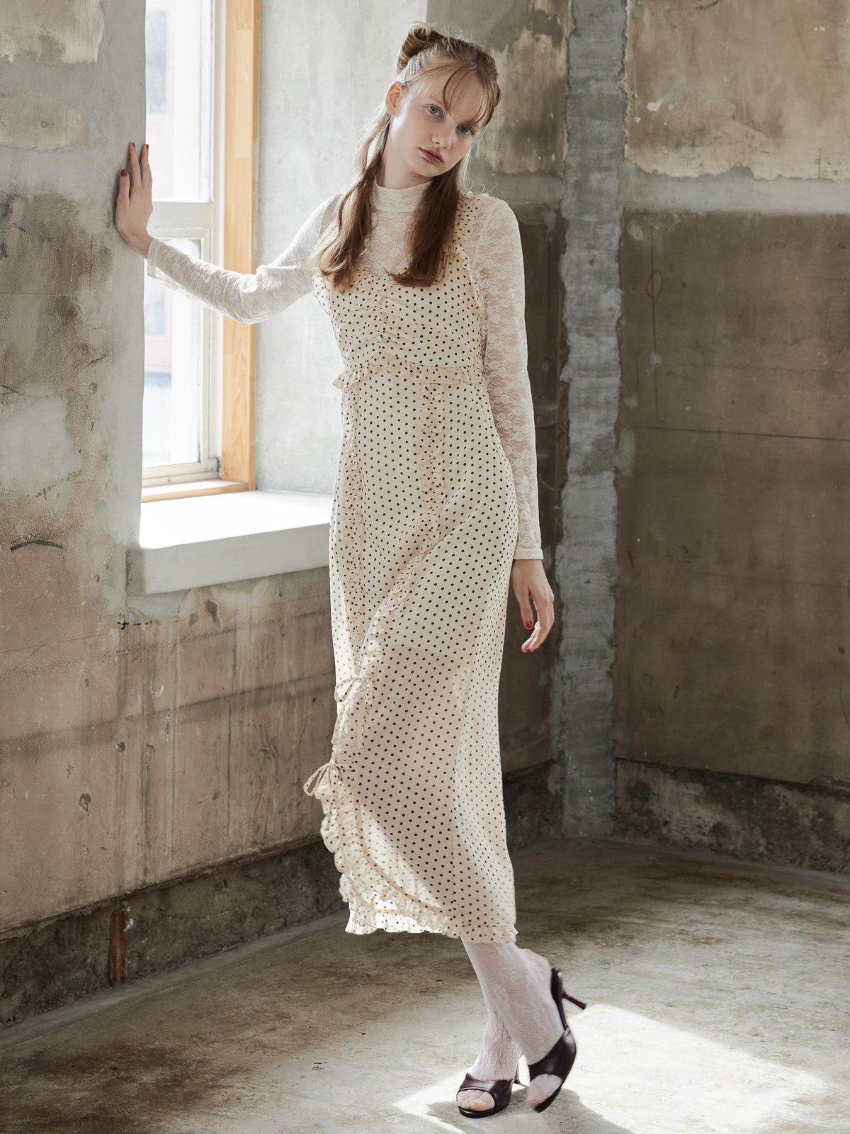Frill slit cami dress