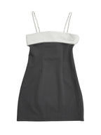 Rhinestone mini dress グレー