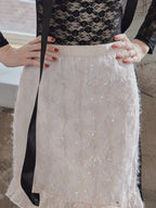 Shiny lace tiered skirt ピンク size:M model:173cm DASHA.G