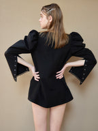 Tulip embroidered volume sleeve blouse ブラック size:M model:174cm KATERYNA