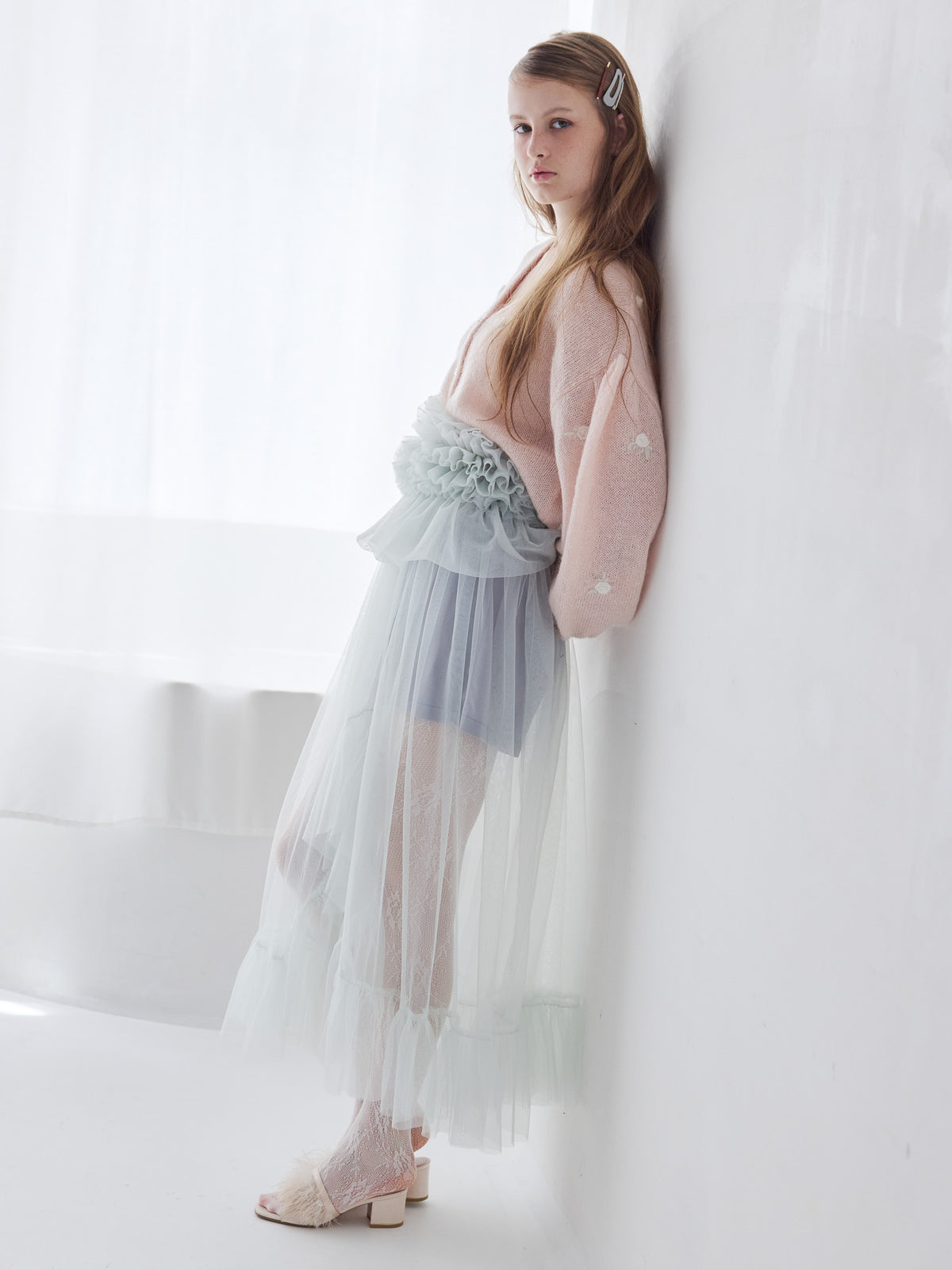 Frill tulle skirt & shorts set ミント size:M model:173cm ALINA