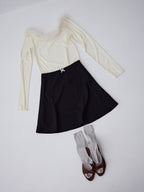 Hem flare mini skirt ブラック