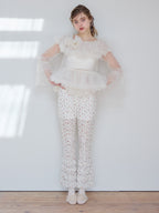 Frill tulle print pants アイボリー size:M model:174cm KATERYNA