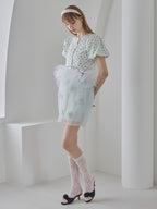 Rose tulle mini skirt ミント size:M model:175cm MARTA