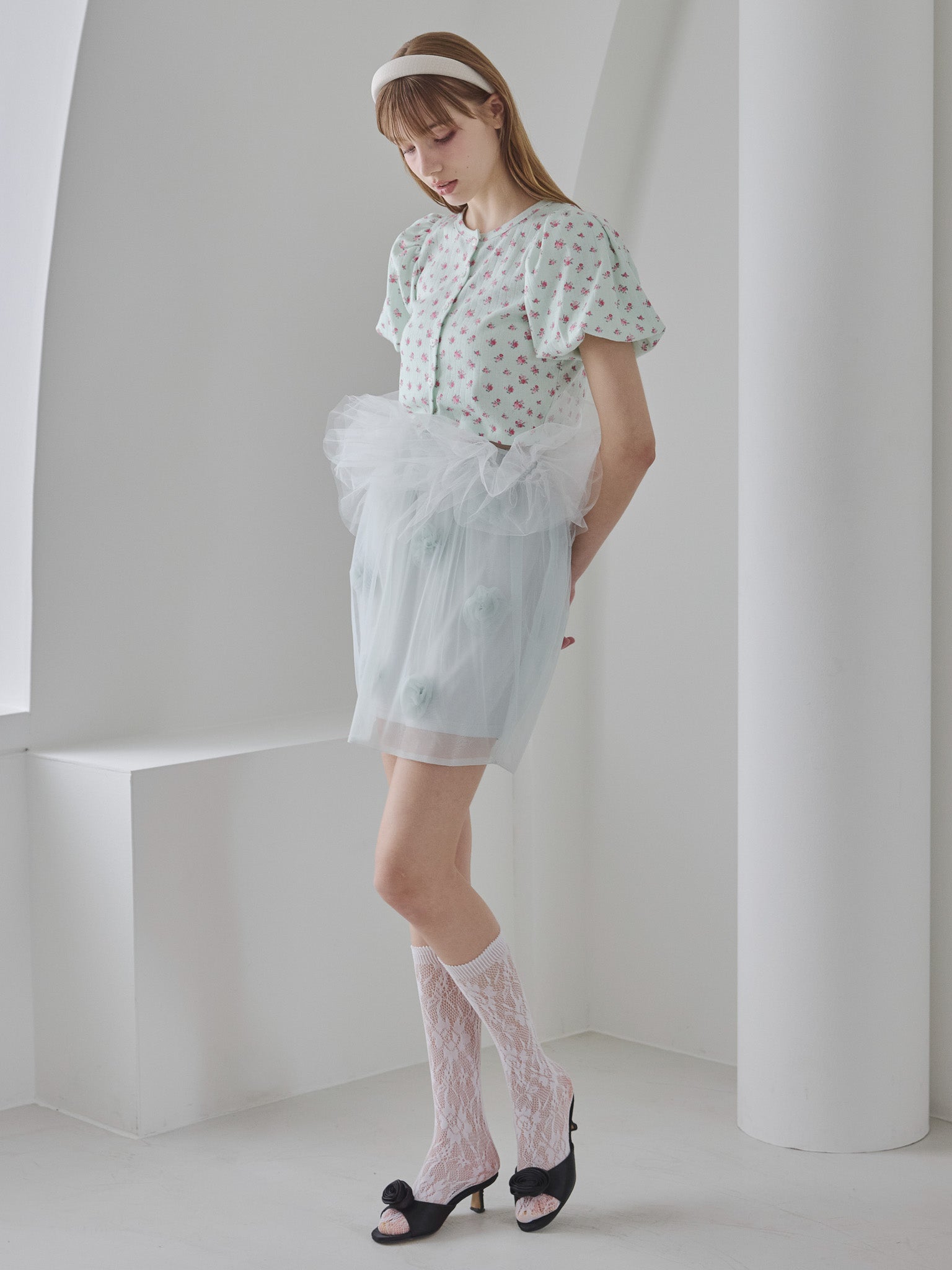 Rose tulle mini skirt ミント size:M model:175cm MARTA