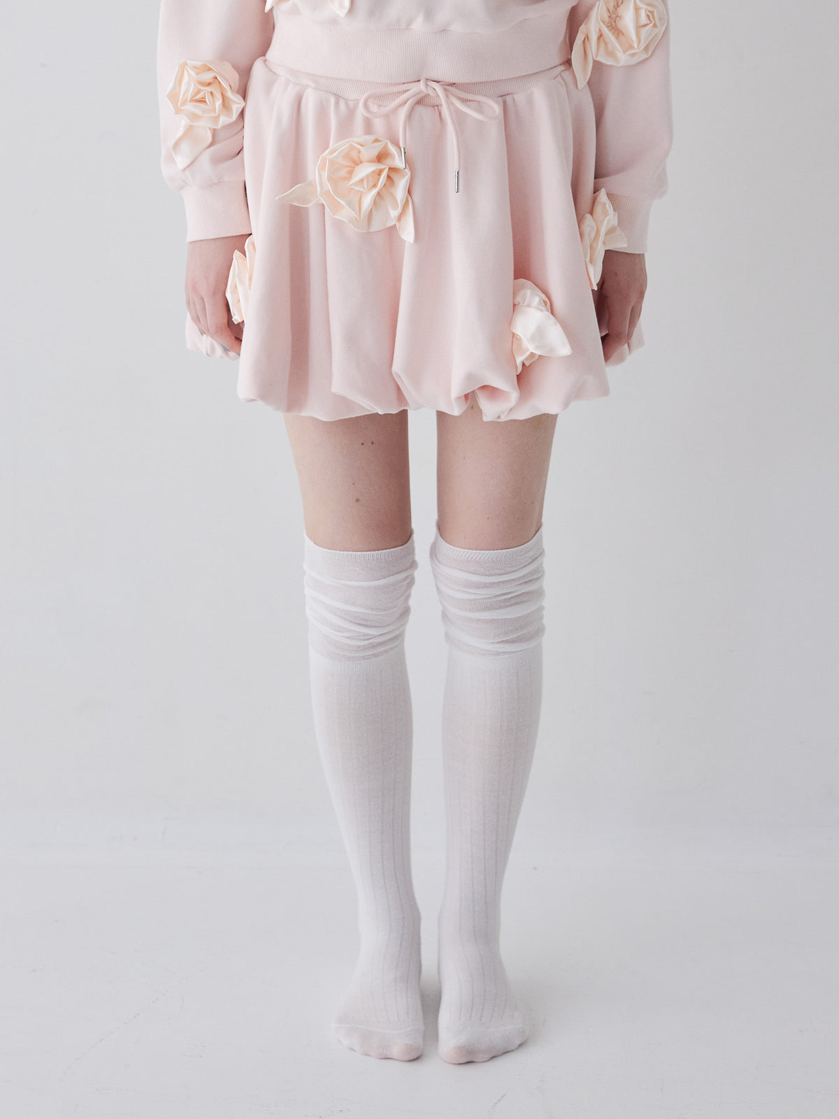 Many rose sweat balloon skirt ピンク size:M model:173cm ALINA