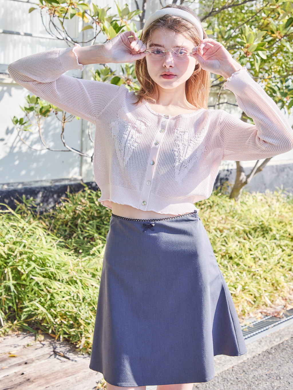 Tulip crochet cardigan ピンク size:M model:174cm KATERYNA
